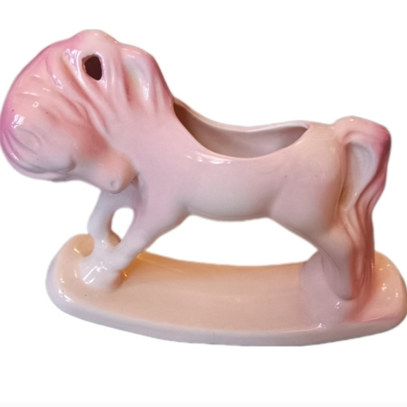 Vintage Other - 1950s 60s Vintage Rocking Horse Planter, Window Garden Accent Vase Pink